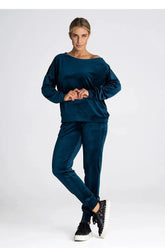 Figl elastic waistband velour pants  Adomoo